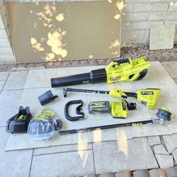 RYOBI 40V HP Brushless Leaf Blower 650 CFM and Carbon Fiber Weed Eater String Trimmer KIT