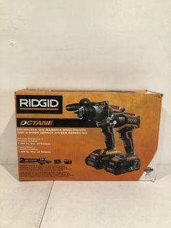 RIDGID 18-Volt OCTANE Lithium-Ion Cordless Brushless Combo Kit with Hammer Drill, Impact Driver, (2) 3.0 Ah Batteries, Charger