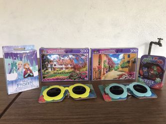 Puzzles, sunglasses, and playing cards