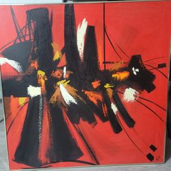 Etta Benjamin Cien "Abstract Composition in Red", oil on canvas