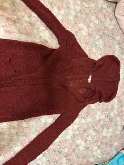 red cardigan