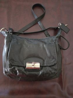 COACH Black leather flap bag