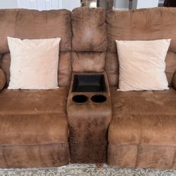 Recliner sofa set -3 seater electric with massager and 2 seater manual with free 5 pillows