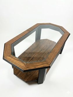 Solid Wood, Glass Top Coffee Table