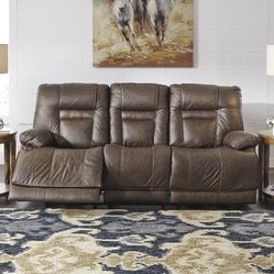 Wurstrow Umber Leather Power Reclining Sofa