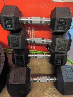 30 lbs Rubber Hex Dumbbells