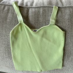 Zara Green ribbed crop top shirt