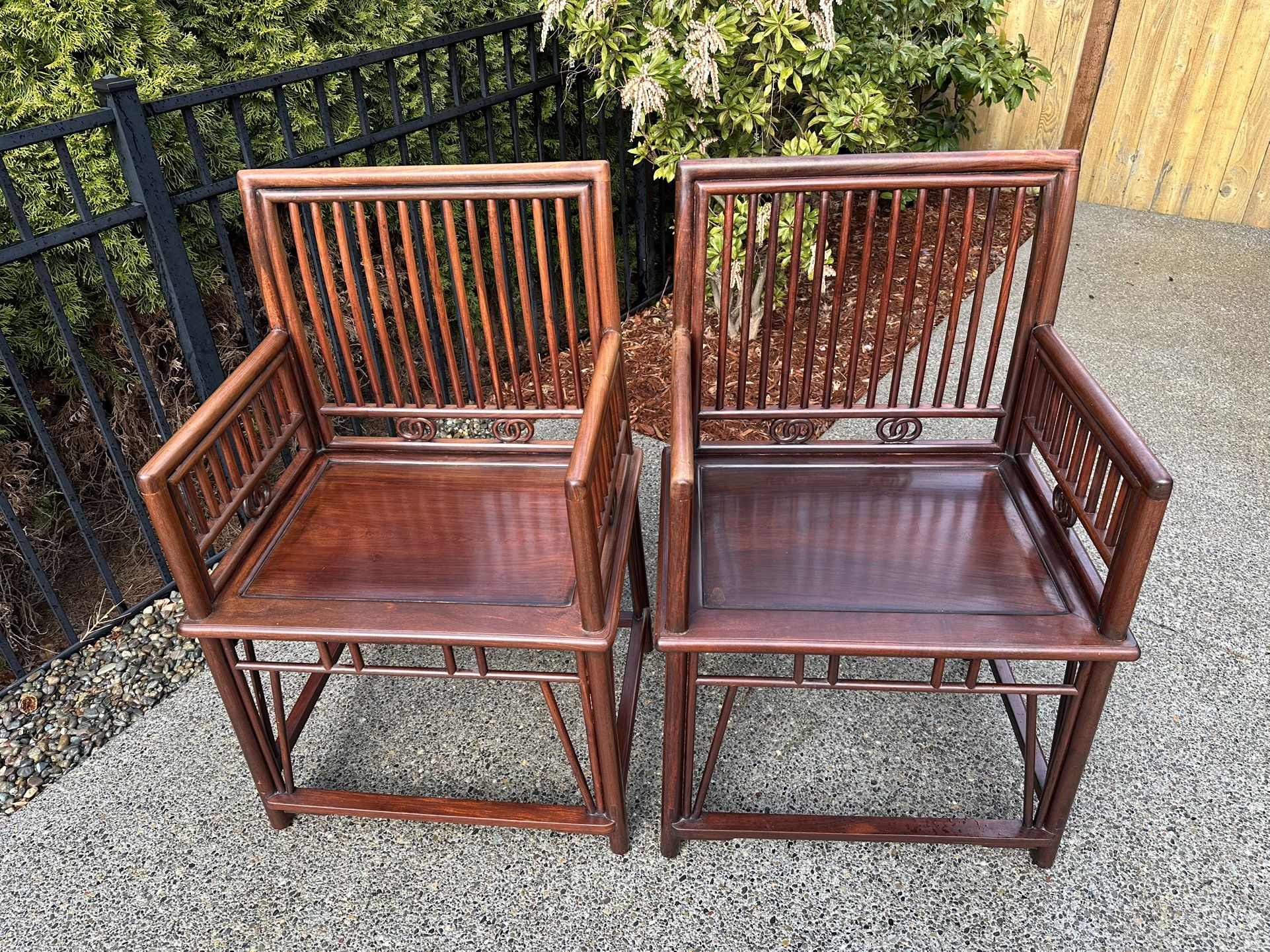 2 Old Chinese Spindle Back Armchairs