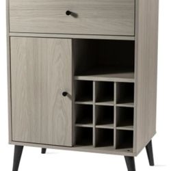 Modern multifunctional grey wine cabinet, single drawer, single cabinet with removable wine rack