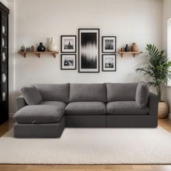 NEW IN BOX 4 Piece Cloud Modular Sectional Sofa Couch Dark Gray Grey