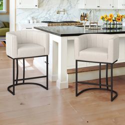 Set Of 2 Sisca Modern Barrel Barstools