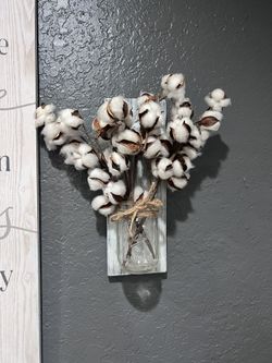 Cotton Stem Flower Mason Jar Plants Decor