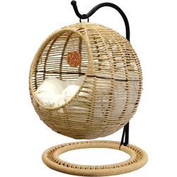 Wicker Cat Bed Indoors & Outdoors, Hand Made Cat Swing Bed
