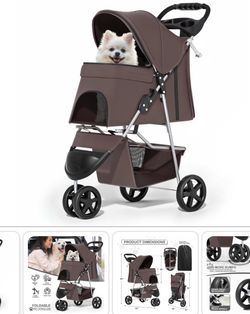 NEW Coffee MoNiBloom Pet Stroller For Small/Medium Dogs And Cats