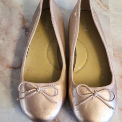 Pink Metallic Rose Girls Flat Shoes 