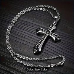 Silver Plated Cross Necklace For Men And Women