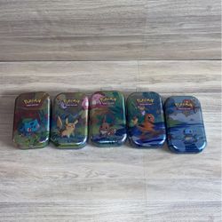 Pokemon TCG: Kanto Friends Mini Tin 2019- Bundle of 5 Different Tins - SEALED 