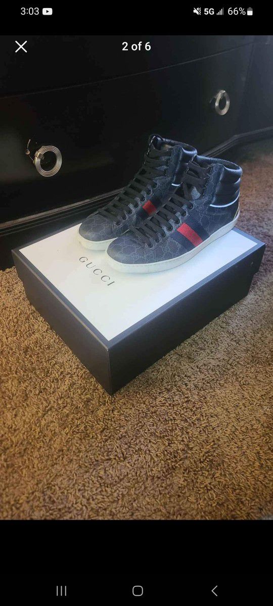 Gucci Men's Ace GG Supreme High Top Sneakers