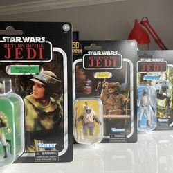 Star Wars The Vintage Collection Leia Endor, Paploo, AT-ST Driver