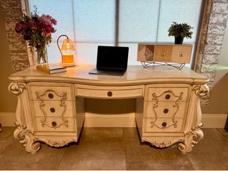 ACME Versailles Executive Desk | Bone White | Solid Wood | 7 Drawers | $650