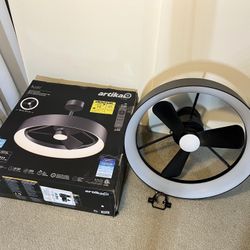 Set of 2 Open box Artika Austin 23" LED Chandeliers with one remote. Tested. See description. 