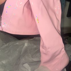 Pink Rhinestone Thigh High Boots