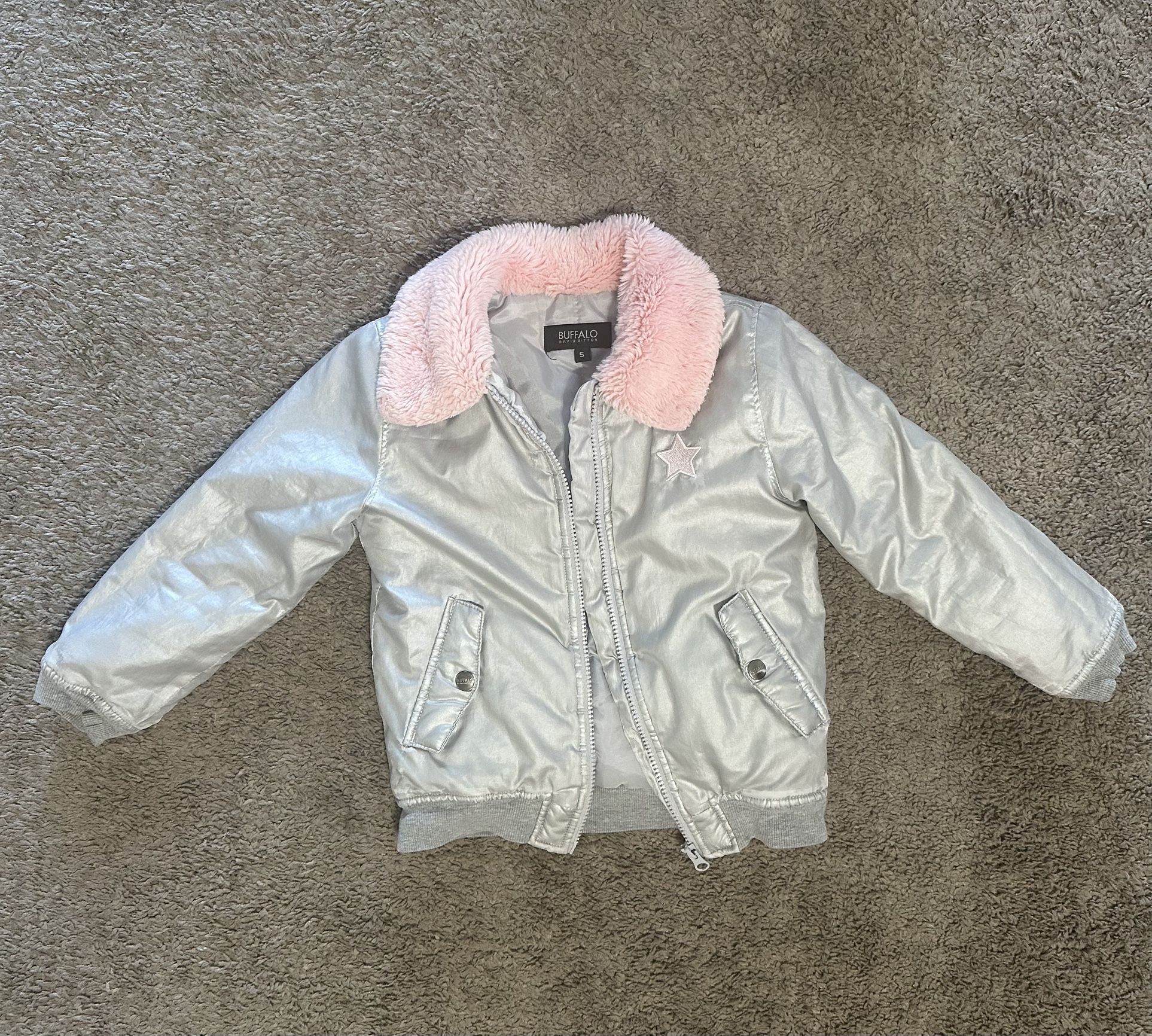 Little girls silver jacket / coat size 5