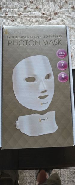 Project E Beauty Photon Skin Rejuvenation Face & Neck Mask | Wireless LED Photon Therapy 7 Color Light Treatment Anti Aging Wrinkles Facial Beauty Ski