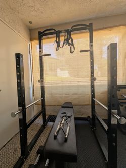 $460 Power rack + adjustable bench + 20lb dumbells