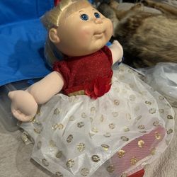 2017 Cabbage Patch Kids Doll Holiday Edition - Blonde Hair & Red and White Dress