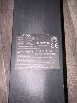 New 36V 5.2Ah E-Scooter Battery (JETECH JT-ESB10-46) – Never Used