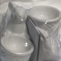 2Pack Bunny ceramic holder white 3-1/2 L X 4W