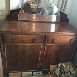 Vintage Oak Buffet Cabinet