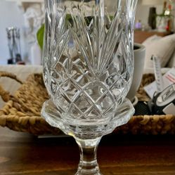 Vintage DePlomb 24% Lead Crystal Hurricane Candle Holder Lamp and Globe.