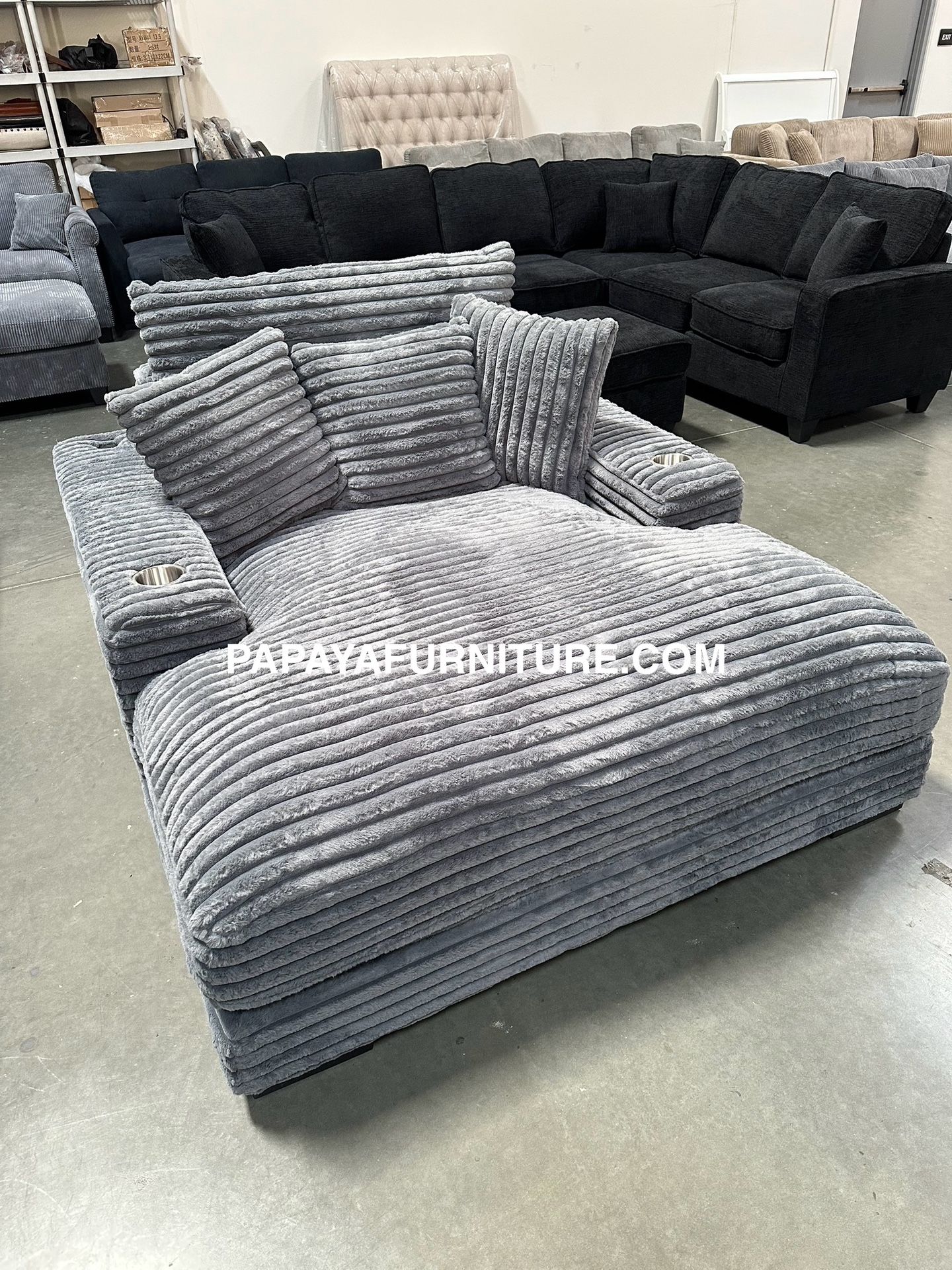 New! Ultra Soft Plush Chaise Lounge, Chaise Lounger, Corduroy Lounge, Sofabed Size, Sleeper Sofa Couch,Grey Sofa Chair, Recliner Style Chaise Lounger 