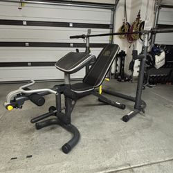 Squat Rack, Adjustable Bench & Barbell