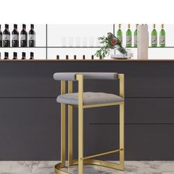 3 Homary Modern Leath-Aire Counter Stools with Upholstery Gray 