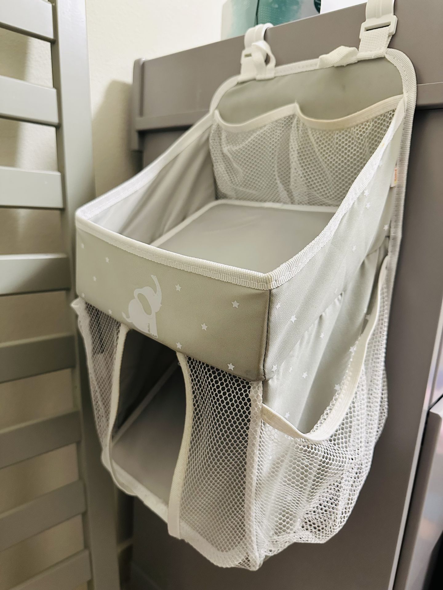 Baby Hanging Diaper Stacker Nursery Caddy Organizer for Cribs Playard Baby Essentials Storage