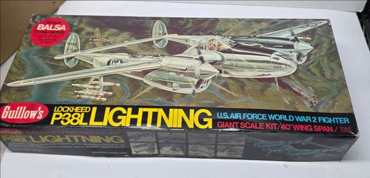 OPEN BOX Guillow's Lockheed P-38 Lightning Balsa Wood Model KIT-2001 Complete