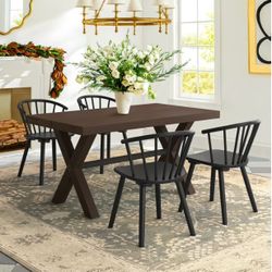 18'' Farmhouse Black Dining Chairs Set of 4, Wooden Kitchen and Dining Room Chairs