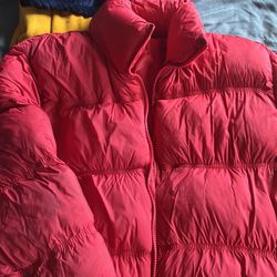 Red cropped puffer jacket