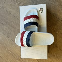 Moncler Sandals  - Moncler White Jeanne Slides Sandals