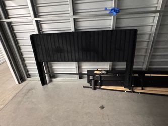 King size Black Upholstered Headboard with Bed Frame