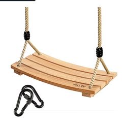 Pellor Wood Tree Swing Seat,Indoor Outdoor Rope Wooden New 