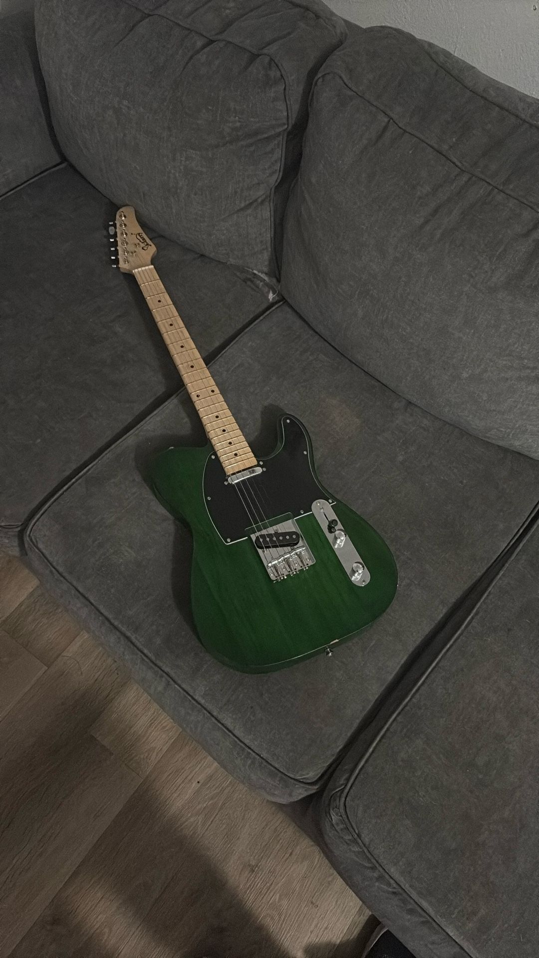 Glarry GTL Maple Fingerboard Electric Guitar Green With Amp Cable And Case