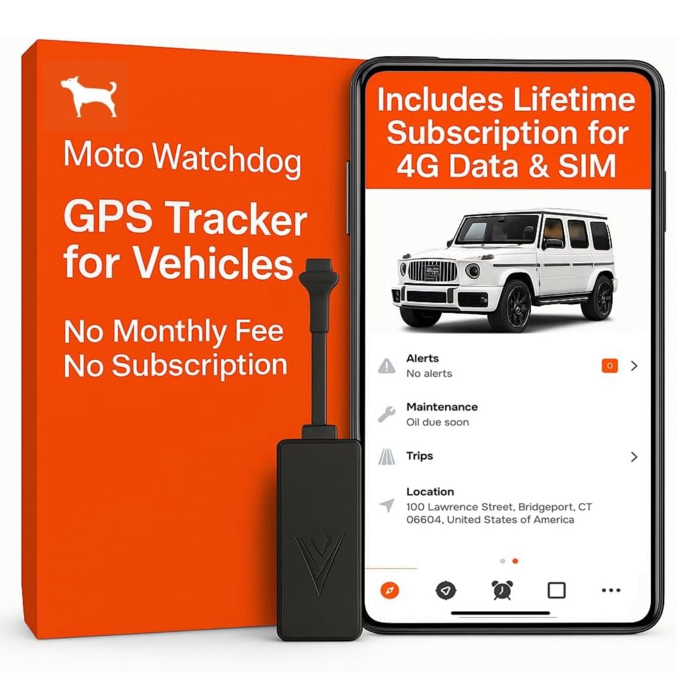 Wired GPS Tracker for Vehicles, No Monthly Fee, No Subscription, 4G SIM and Data Included, Business Fleets, Quick Install, Speeding Alerts, Mileage Tr