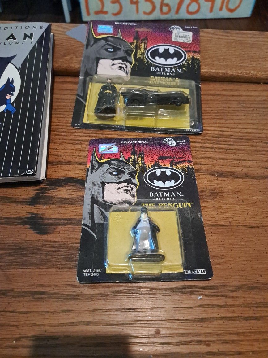 Die Cast Metal Batman and Batmobile Also Penguin. 