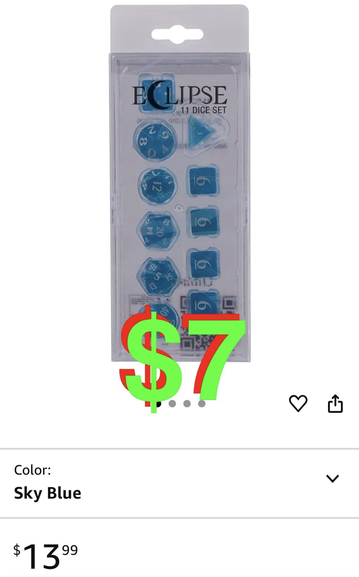 Ultra PRO - Eclipse 11 Dice Set (Sky Blue) - Great Dice Set for All Kinds of Card Games and Board Games Such As, DND, MTG, and RPG - UP Your Game with