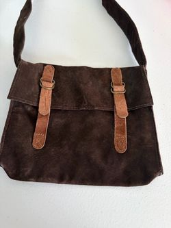 Brown Suede Crossbody Shoulder Bag