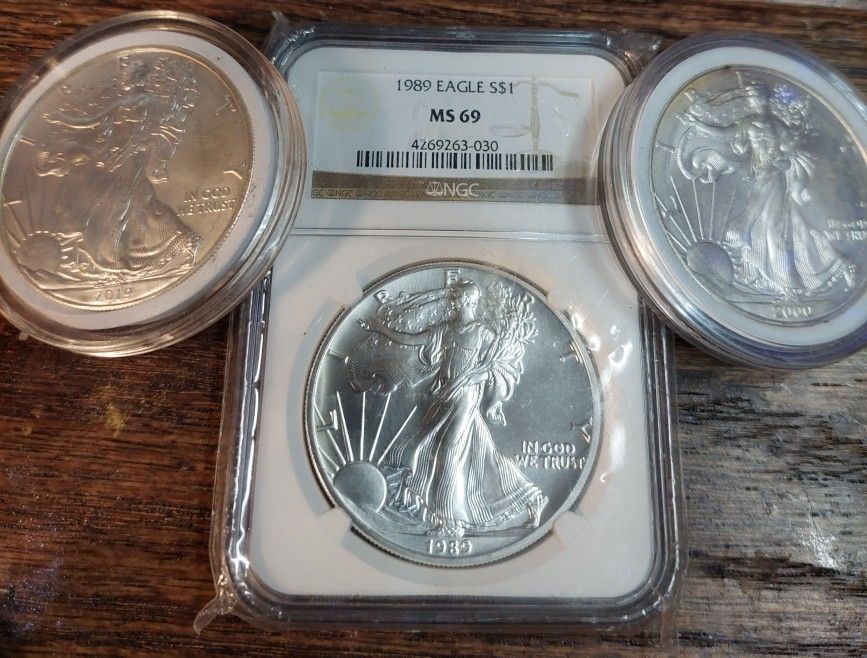 3-Americsn Eagle Silver $1 Coins(RARE!)